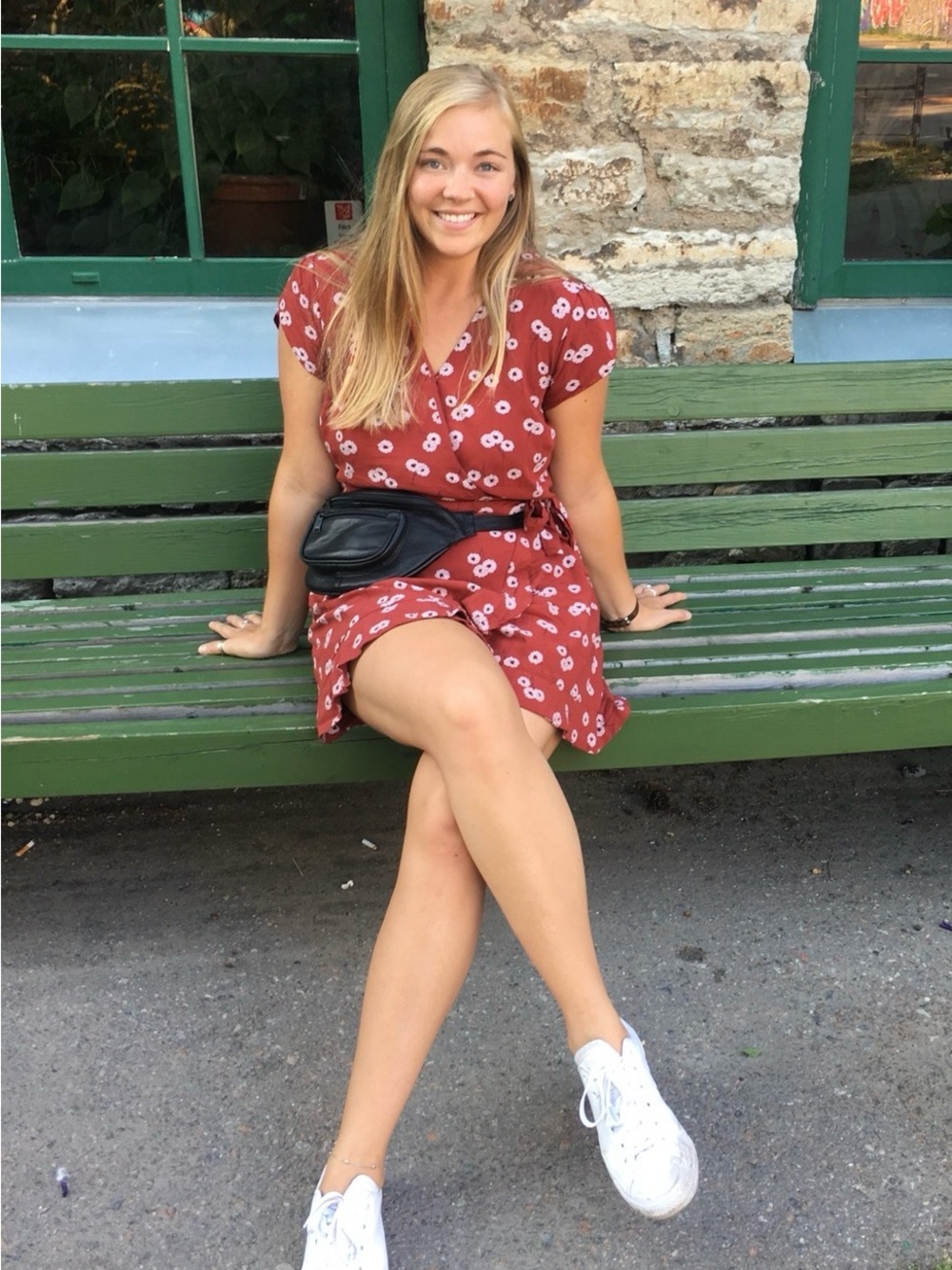 LOFT Rust Floral Short Wrap Mini Skort Dress